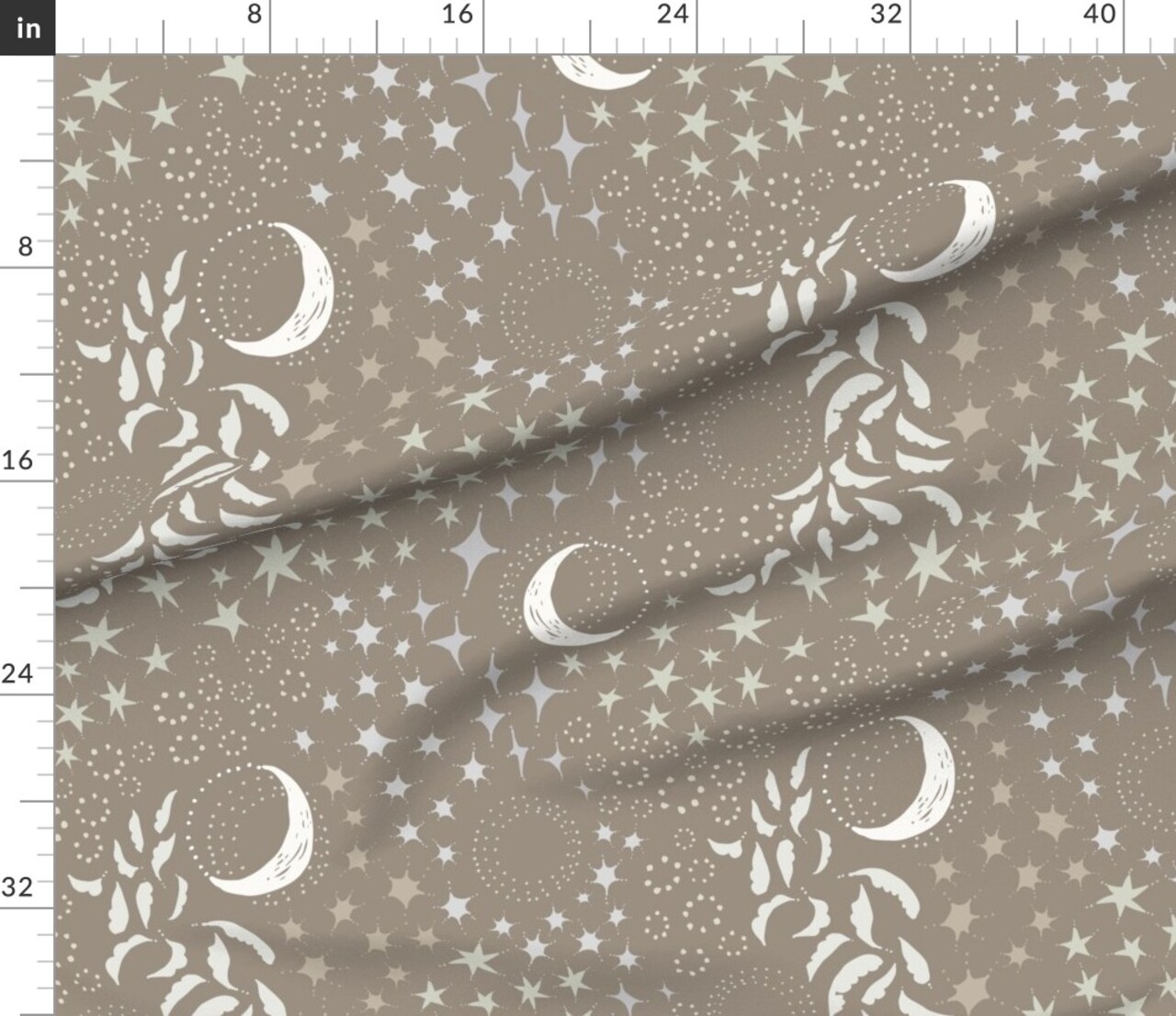 Nature Neutral Constellations Earth Tones Moon Celestial Sleep Custom Printed Fabric by Spoonflower Various Fabrics by the Yard or Fat Quarter